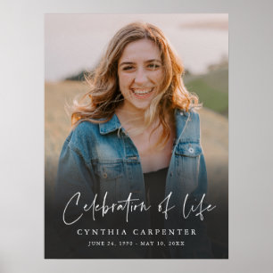 Poster Célébration Simple de la Vie avec Photo de Mémoire