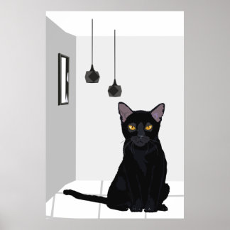 Poster Célèbre chat noir aux yeux orange