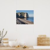 Poster Célèbre plage de galets et falaise Aval d'Etretat (Cuisine)