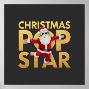 Poster Célèbre pop star de Noël, fête colorée et mignonne