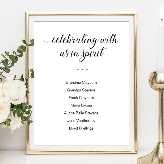 Poster Célebrer Avec Nous En Esprit Avec Noms Mariage