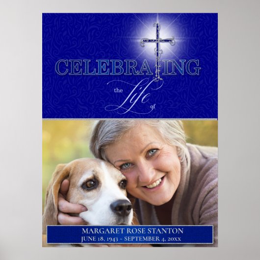 Poster Célébrer la Croix Chrétienne Bleue Photo (Devant)