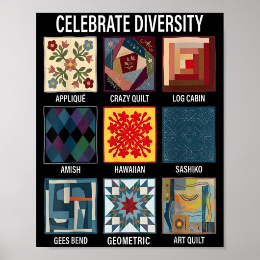 Poster Célébrer la diversité artisanat de patchwork de qu (Devant)