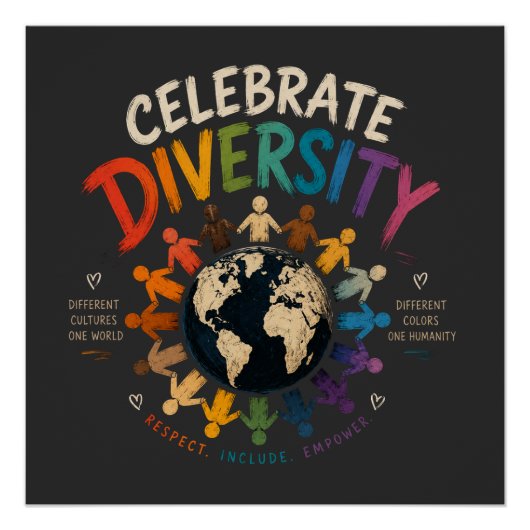 Poster Célébrer la Diversité | Cultures Différentes Un Mo (Devant)
