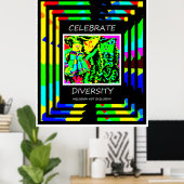 Poster Célébrer la diversité - Inclusion NON Exclusion (Bureau à domicile)
