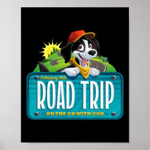 Poster Célébrer le voyage en voiture des enfants sur la r