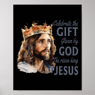 Poster Célébrer Pâques Jésus Le Roi Est Ressuscité Chréti