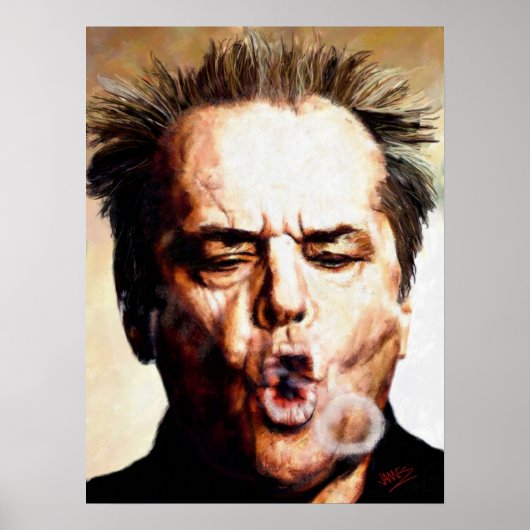 Poster Célébrité Jack Nicholson anneau de fumée (Devant)