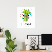 Poster Célérat Funny Veggie Celery Pun (Bureau à domicile)