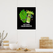 Poster Celerybrate de laitue Funny Veggie Pun Dark BG (Cuisine)