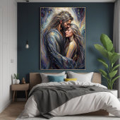 Poster Céleste Embrace Romantique Starry Night Art