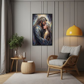 Poster Céleste Embrace Romantique Starry Night Art