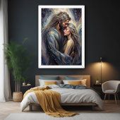 Poster Céleste Embrace Romantique Starry Night Art
