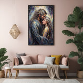 Poster Céleste Embrace Romantique Starry Night Art