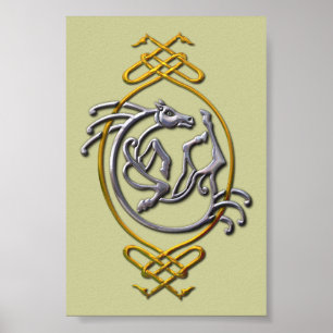 Poster Céleste Horse Knotwork - Argent & Or