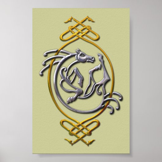 Poster Céleste Horse Knotwork - Argent & Or (Devant)