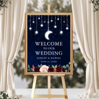 Céleste Lune Étoiles Lumières Floral Mariage Bienv