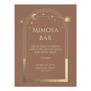 Poster Céleste Mocha Gold Mimosa Bar Sun Moon Stars