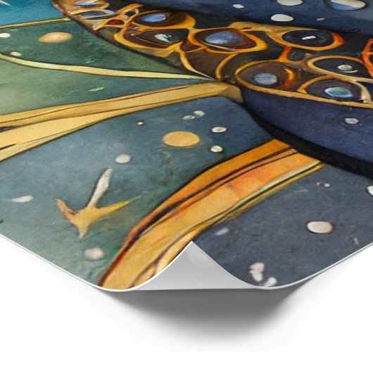 Poster Céleste Noir Chat Srt Cosmique Chat Magique Esprit (Coin)