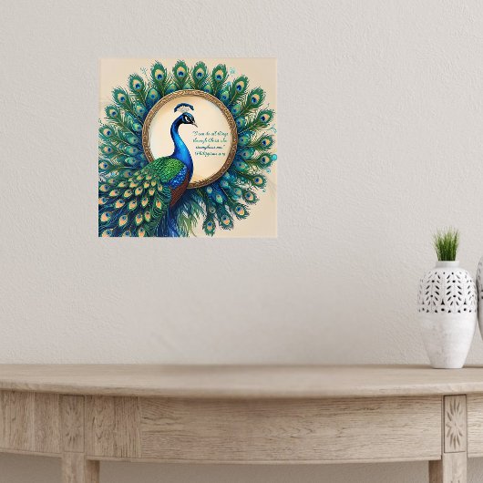 Poster Céleste Peacock Bloom Bible Verse