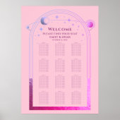 Poster Céleste rose violet soleil Lune étoiles Mariage (Devant)
