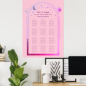 Poster Céleste rose violet soleil Lune étoiles Mariage (Bureau à domicile)
