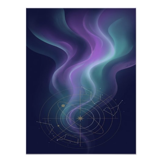 Poster Celestial Aurora Constellation Wall Art (Devant)