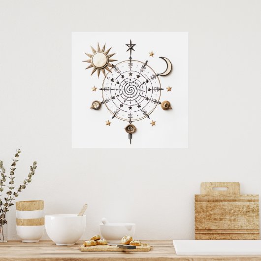 Poster Celestial Balance Mandala Print (Cuisine)