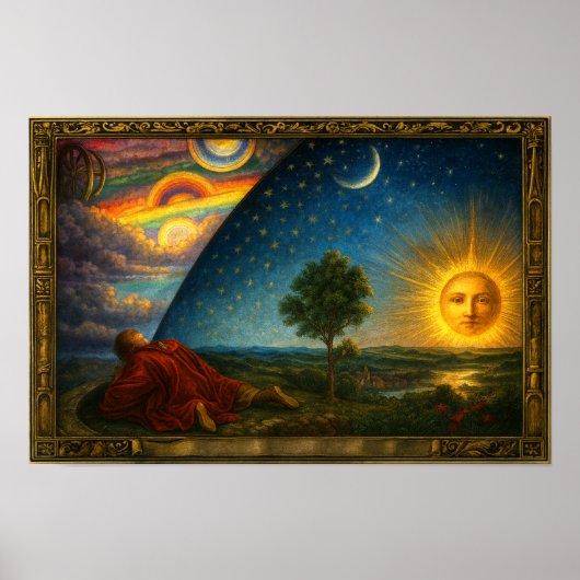 Poster Celestial Cosmos Derived From Flammarion Engraving (Devant)