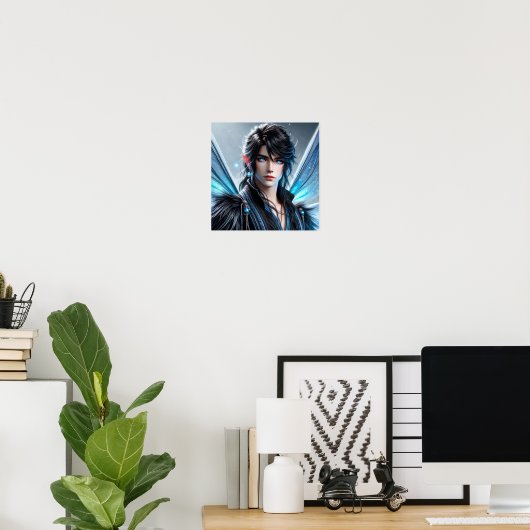 Poster Celestial Fairy Prince with Piercing Sapphire Eyes (Bureau à domicile)