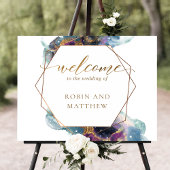 Poster Celestial, Galaxy Blue Turquoise violet Mariage de