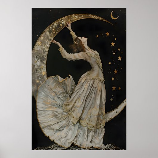 Poster Celestial Goddess Art Print, Gothic Romance Decor, (Devant)