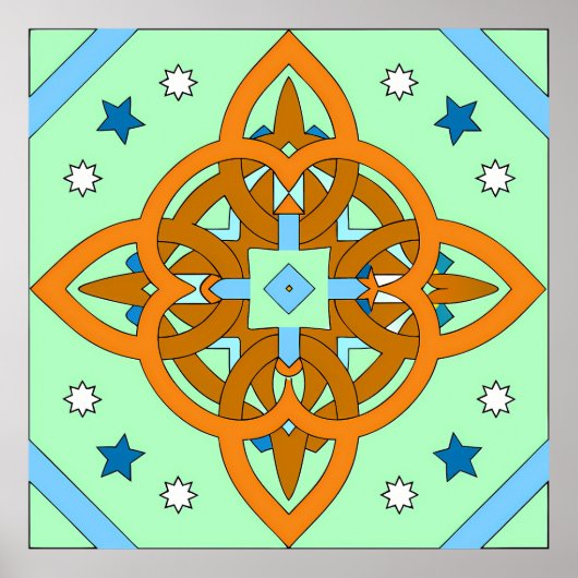 Poster Celestial Knot Art Prints | Unique Star Patterns (Devant)