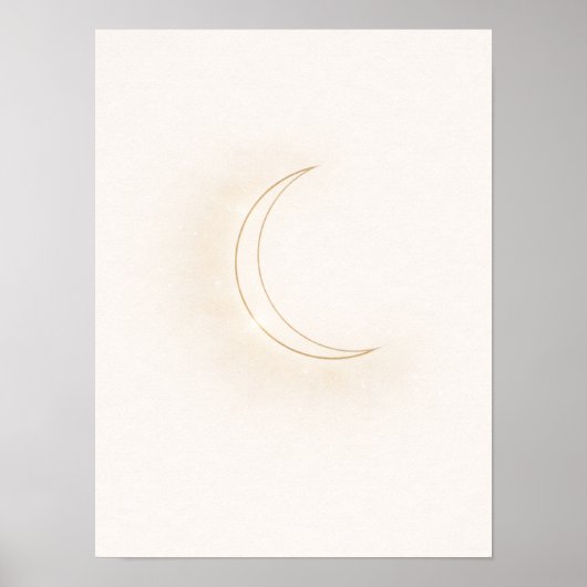 Poster Celestial Minimal Moon Wall Art – Beige Crescent (Devant)