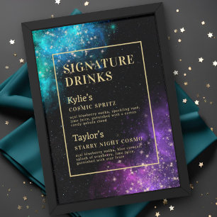 Poster Celestial Nebula Starry Signature Boissons Mariage