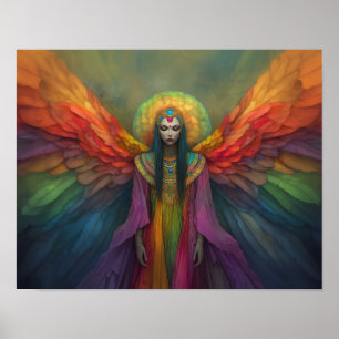 Poster Celestial Rainbow Goddess Angel Spirit Guide Art