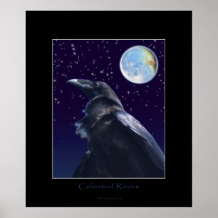 Poster CELESTIAL RAVEN & MOON Art Imprimer