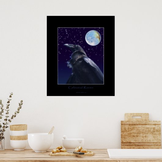 Poster CELESTIAL RAVEN & MOON Art Imprimer (Cuisine)