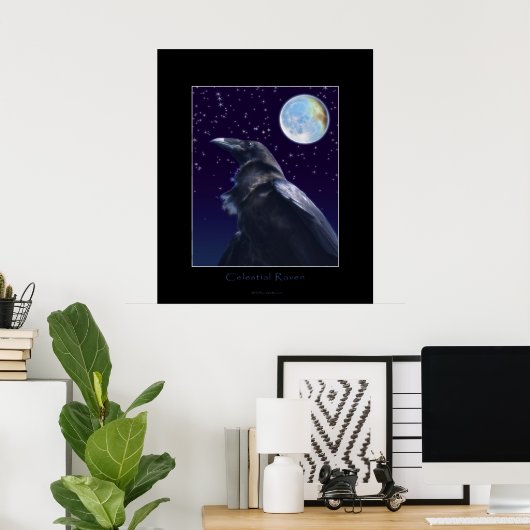 Poster CELESTIAL RAVEN & MOON Art Imprimer (Bureau à domicile)