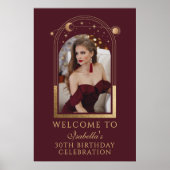 Poster Celestial Red Gold 30th Birthday Welcome (Devant)