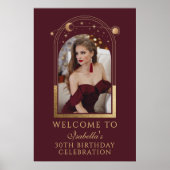 Poster Celestial Red Gold 30th Birthday Welcome (Devant)