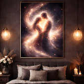 Poster Celestial Union – Abstract Cosmic Couple Art