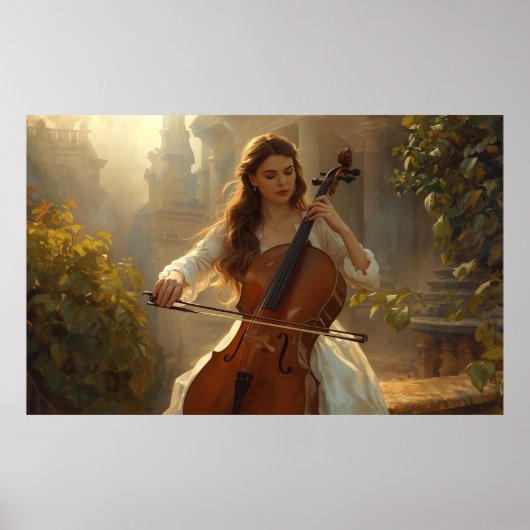 Poster Cello in the Golden Garden (Devant)
