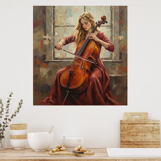Poster Cello Serenade by the Window (Cuisine)