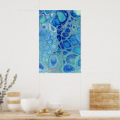 Poster Cellules Bleues Art de Marbre Moderne Abstrait Flu (Cuisine)