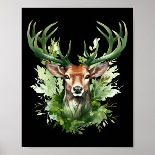 Poster Celtic Knot Deer Irish Elk Green St. Patrick's Day