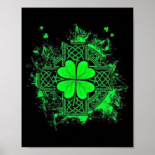 Poster Celtic Knot Irish Shamrock Three Leaf Clover St Pa (Devant)