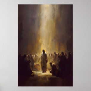 Poster Celui qui est sans péché Jésus Pardon Aquarelle