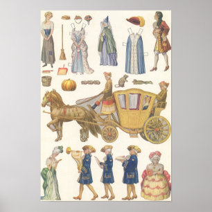 Poster Cendrillon, Jouets Vintages en papier victorien