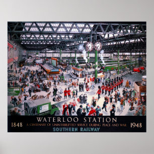 POSTER CENTENAIRE DE LA GARE DE LONDRES WATERLOO 1947